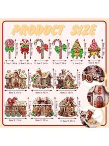 Bộ 24 đồ trang trí nhà kẹo Giáng sinh, kẹo Giáng sinh tròn hình ngôi nhà bánh gừng hình tàu hỏa hình bánh rán, đồ trang trí treo cây thông Noel bằng gỗ, đồ trang trí phòng ngày lễ và bệ cửa sổ, quà tặng tốt nhất cho tiệc Giáng sinh - Nhiều màu - Xem 4