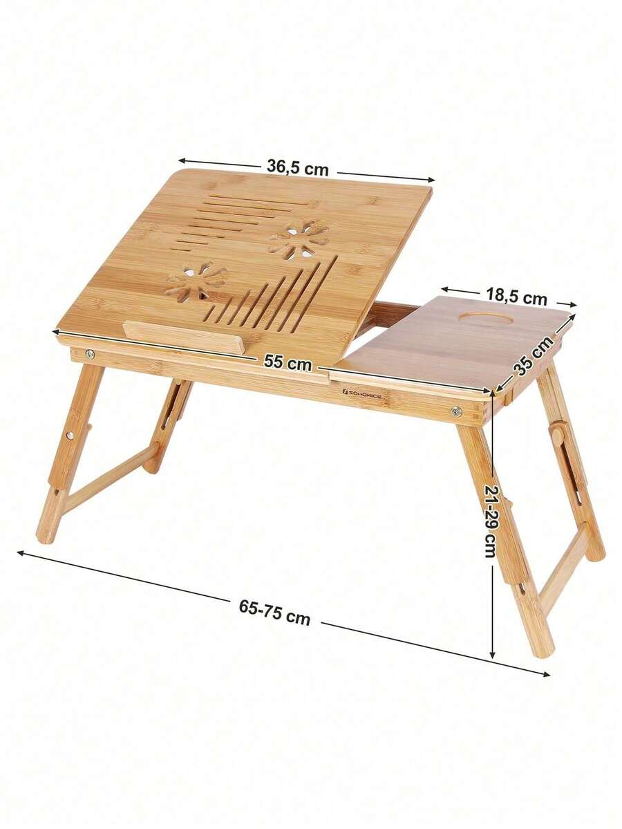 SONGMICS Bamboo Laptop Desk, Foldable Bed Table, Height Adjustable Sofa