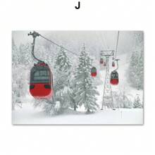 1 件帆布画北欧海报快乐咖啡滑雪缆车松树卡车墙壁艺术图像印刷客厅家居装饰印刷品无框架 - 彩色 - 查看 26