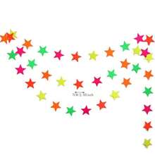 1Packx4M 5Colour Star Neon Paper Glow Banner Hanging Decorations, Disco,Glow In The Dark GLOW Party Banner Black Light Reactive Paper Garland Neon Party Streamers For Birthday Disco Theme Party Bar Decor Home Decor Glow Party Supplies And Decorations For Rock & Roll, Disco Themes
