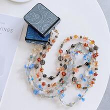 手机饰品 3 件套折叠屏手机壳，配串珠肩带，新款刺绣皮革纹理手机套，节日礼物，适合 FLIP3/FLIP4/FLIP5/FLIP6 - 灰色 - 查看 8