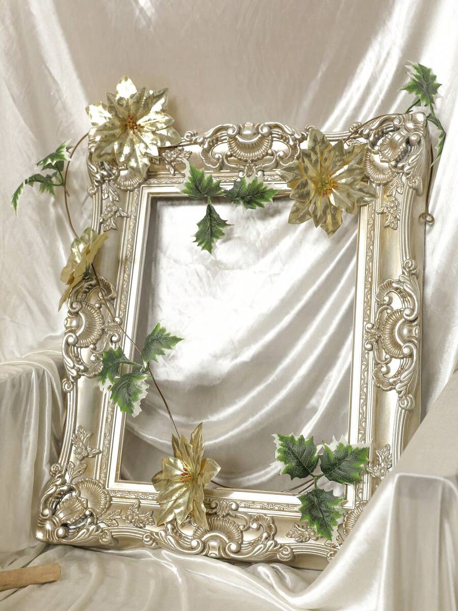 1 件人造圣诞花藤 - 带绿叶的人造圣诞花，悬挂藤蔓，适用于房间周年纪念婚礼生日圣诞墙壁拱门装饰 - 彩色 - 查看 1