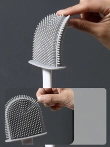 一套壁挂式马桶刷，带可拆卸长柄硅胶清洁刷和底座，浴室马桶刷，浴室配件，浴室工具 - 彩色 - 查看 4