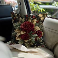 1 Stück 18"X18" elegante vintage Rose Deko Kissenbezug (einseitiger Muster), geeignet für Heimdekoration, Sofa, Bett oder Fenstersitzauflage (Kissenfüllung nicht enthalten)
