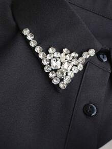 1 件女式手工串珠假领，百搭装饰衬衫，时尚职业装、休闲装、闪亮时尚、春秋冬 - 黑色 - 查看 9