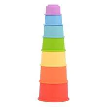 可爱的彩色图案与投影功能儿童堆叠杯、有趣的沐浴玩具、沙滩玩具、开发活动彩色彩虹堆叠杯、早教拼图组装玩具套装、嵌套玩具杯套装、注意力广度、形状识别、手眼协调与社交技能教育玩具套装、堆叠杯以及男孩和女孩的圣诞礼物 - 彩色 - 查看 14