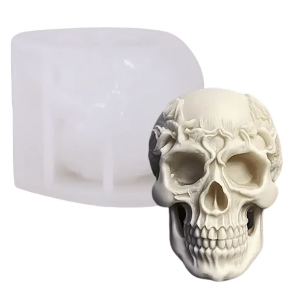 Molde de silicona para velas con diseño 3D de calavera - Blanco - Ver 1