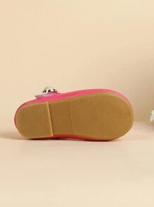 新款圆头公主鞋，玛丽珍款配珍珠扣，一脚蹬一脚蹬，软底防滑儿童皮革舞鞋，适合幼儿的舒适芭蕾舞鞋 - 玫紅色 - 查看 6