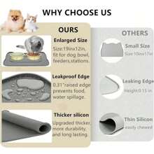 1 件猫形硅胶宠物碗垫，狗/猫食碗垫，带凸起边缘，防水防滑易清洁，多种颜色 - 彩色 - 查看 3