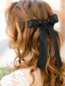 4 件装可爱流苏蝴蝶结发夹发饰蝴蝶结发夹发夹发饰缎带发带蝴蝶结带长尾发夹 - 彩色 - 查看 4