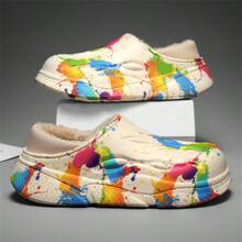 Dép giữ nhiệt lót lông cho cặp đôi, đế dày chống trượt ấm áp đi trong nhà/ngoài trời dành cho gia đình Unisex - Màu be - Xem 5