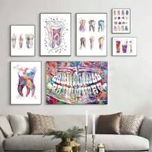 1 件牙种植体帆布壁画牙科艺术海报牙医解剖图医学壁画医院诊所装饰无框 - 多色 - 查看 2