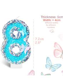 Nến trang trí bánh sinh nhật chủ đề bướm xanh băng giá số 0-9 - Nhiều màu - Xem 4