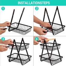 2-Tier Fruit & Vegetable Basket Kitchen Storage Rack, Dual Layer Countertop Organizer Basket, Draining Basket For Produce - White - View 5