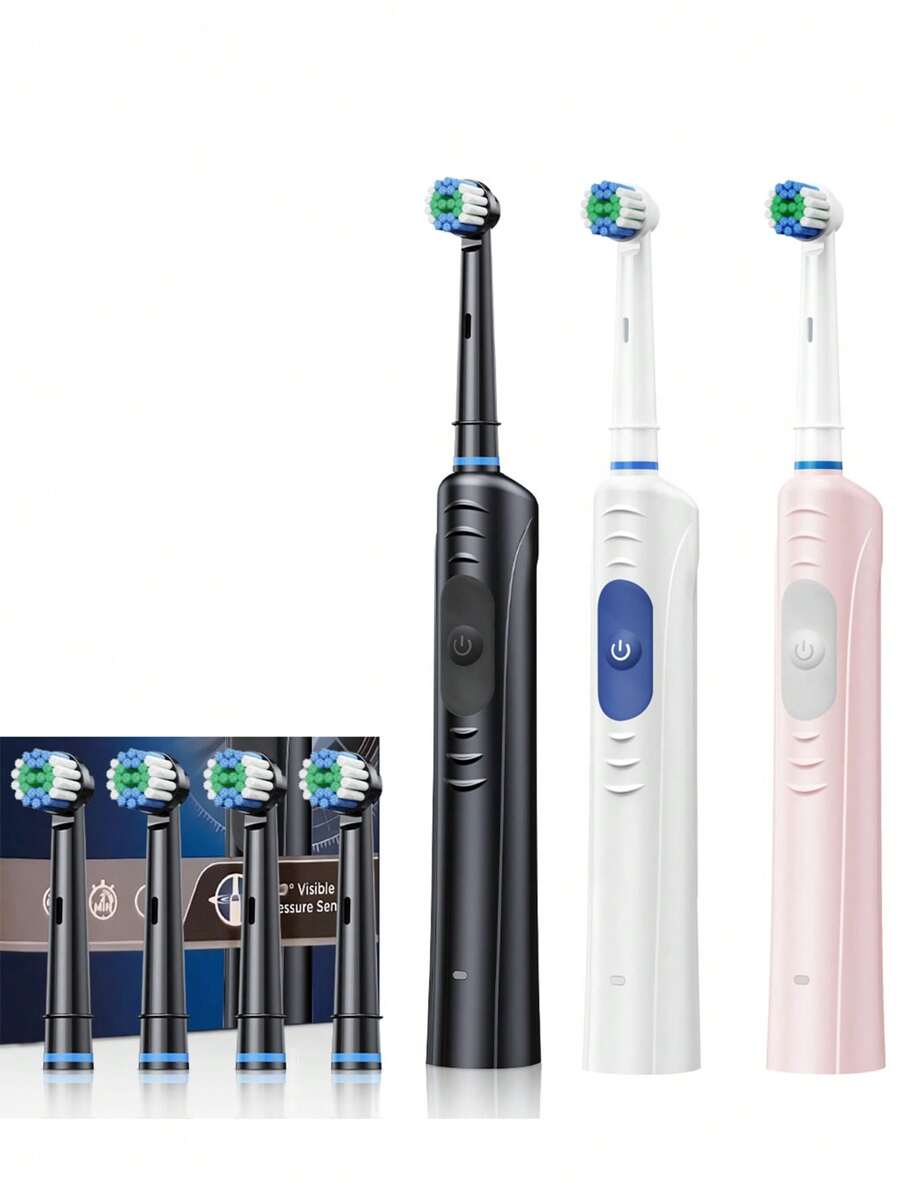 智能圆头自动 3D 清洁充电式电动牙刷生日礼物送给女性最好的朋友礼物送给女性的礼物 - 彩色 - 查看 1