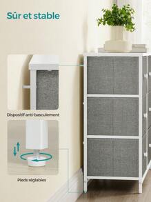 SONGMICS Chest Of Drawers, 6 Fabric Drawers With Metal Frame, Storage Organiser Unit, Dresser, For Nursery, Bedroom, Hallway, Light Grey And White