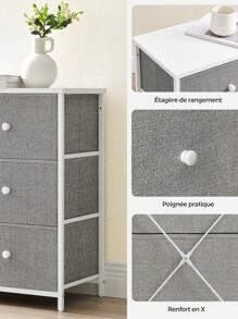 SONGMICS Chest Of Drawers, 6 Fabric Drawers With Metal Frame, Storage Organiser Unit, Dresser, For Nursery, Bedroom, Hallway, Light Grey And White