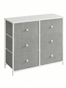SONGMICS Chest Of Drawers, 6 Fabric Drawers With Metal Frame, Storage Organiser Unit, Dresser, For Nursery, Bedroom, Hallway, Light Grey And White