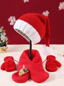 1pc Cute Christmas Santa Hat, Kids Warm Knitted Beanie For Autumn/Winter - Wool Cap - View 10