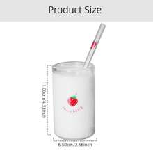MYVIT 1pc 300ml Cute Strawberry Straw Cup Creative Transparent Student Water Cup Heat-Resistant Glass Cup For Milk - Transparent - View 3