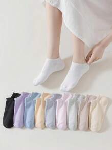20 双女士袜子糖果色日式低帮户外运动时尚百搭透气防臭防滑袜子 - 彩色 - 查看 2
