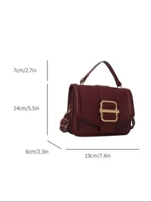 1 chiếc túi xách mini thời trang bằng kim loại màu trơn có nắp trang trí, thích hợp cho phụ nữ sử dụng hàng ngày và làm quà tặng hẹn hò - Màu Đỏ Sâu - Xem 5