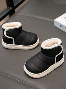 1 Đôi bốt tuyết mùa đông cho trẻ em, Bốt ngắn chống trượt mới về, Bốt đệm lông cừu ấm áp cho bé gái và bé trai - màu đen - Xem 3