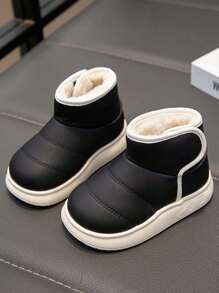 1 Đôi bốt tuyết mùa đông cho trẻ em, Bốt ngắn chống trượt mới về, Bốt đệm lông cừu ấm áp cho bé gái và bé trai - màu đen - Xem 2