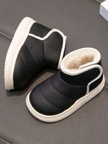 1 Đôi bốt tuyết mùa đông cho trẻ em, Bốt ngắn chống trượt mới về, Bốt đệm lông cừu ấm áp cho bé gái và bé trai - màu đen - Xem 5