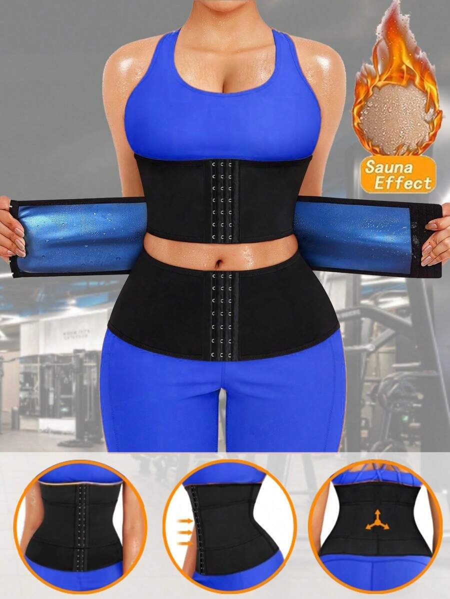 MELERIO Đai nịt bụng cho nữ Sweat Waist Trimmer Trainer Xông hơi Corset Đai tập luyện Đai bụng Đai quấn bụng Đai định hình cơ thể Đai nịt bụng thể thao - Màu xanh lam - Xem 1