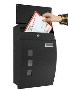 SONGMICS Mailbox, Wall-Mounted Lockable Post Letter Box With Viewing Windows, Nameplate, And Keys, Easy To Install, Black - Black - View 5