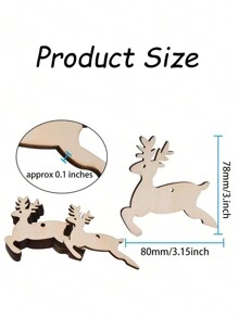 10~100 件 DIY 木制圣诞装饰品未完成木制圣诞麋鹿挂饰适用于 DIY 工艺 Xms 家庭派对装饰最佳礼物 - 彩色 - 查看 2