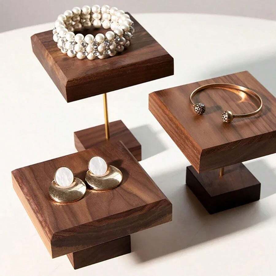 Holz Armband Kette Schmuckorganizer Schreibtisch Kosmetikhalter Spielzeugmodell Regal Puppe Parfümständer Nussbaum