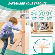 Foldable Toddler Tower - 3-Level Adjustable, For Ages 2-6, CPC Approved (Natural) - Beige - View 8