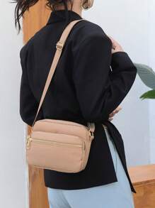 Small Size Waterproof Nylon Crossbody Bags For Women Casual Messenger Bag Purses Handbags - 卡其色 - 查看 3