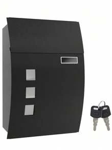 SONGMICS Mailbox, Wall-Mounted Lockable Post Letter Box With Viewing Windows, Nameplate, And Keys, Easy To Install, Black - Black - View 10