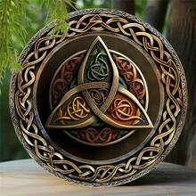 1 件凯尔特三叉戟符号 2D 金属墙饰（8 英寸 X 8 英寸） - 完美的礼物，适用于圣诞节家居、花园或庭院装饰，顶部、底部和侧面已预钻孔，随机发送 - 彩色 - 查看 6