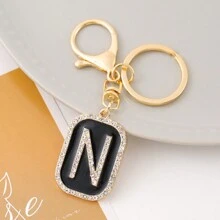 1 件定制个性化首字母钥匙扣，锌合金 26 个英文字母水钻吊坠 - 字母 - 查看 6