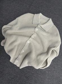 男士时尚休闲百搭半拉链高领针织长袖毛衣 - 白色 - 查看 6