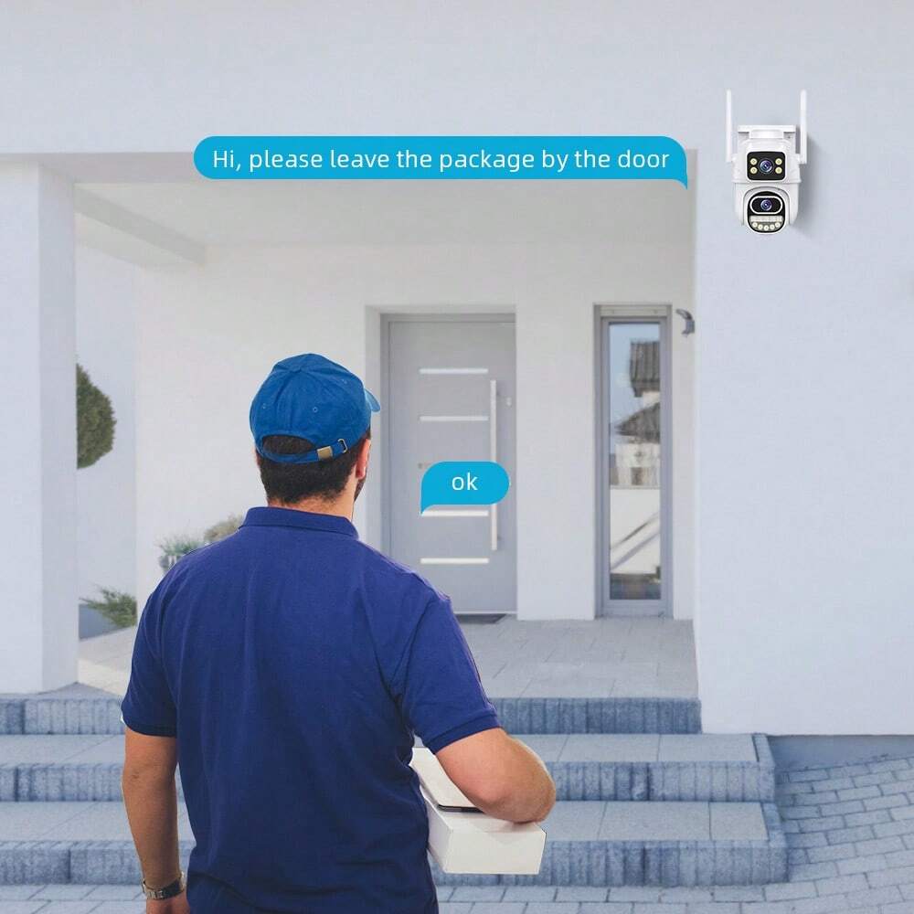 Caméra de surveillance WiFi 4K 8MP, double objectif avec détection