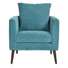 Anwick Mid-Century Accent Chair,Modern Linen Fabric Armchair For Living Room,Boucle Chair,Barre Chair,Fabric Armchair Club Chair, Comfy Upholstered Reading Accent Chairs For Bedroom,Padded Single Chair For Living Room/Bedroom/Study/Waiting Room - 青色 - 查看 1