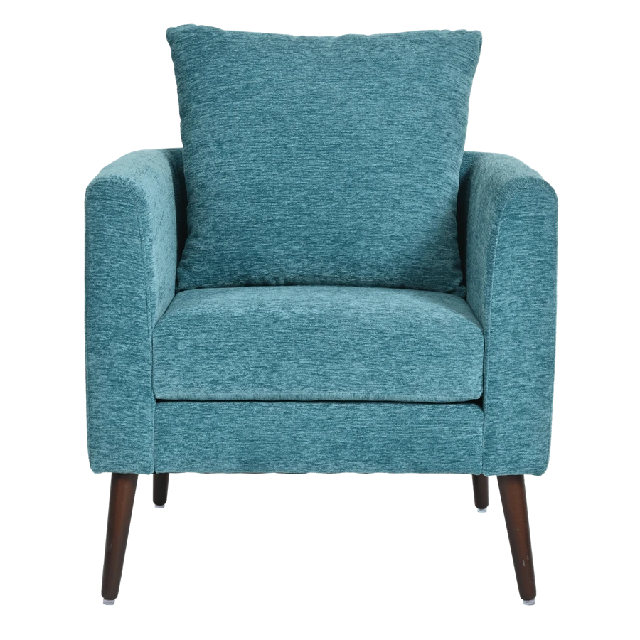 Anwick Mid-Century Accent Chair,Modern Linen Fabric Armchair For Living Room,Boucle Chair,Barre Chair,Fabric Armchair Club Chair, Comfy Upholstered Reading Accent Chairs For Bedroom,Padded Single Chair For Living Room/Bedroom/Study/Waiting Room - 青色 - 查看 1