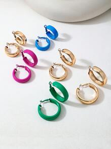 Bộ khuyên tai hình chữ C thời trang và tối giản với màu kẹo mịn, đa năng và thanh lịch, phù hợp cho nhiều dịp hoặc làm quà tặng cho người khác (Không bao gồm hộp quà tặng thiệp) - Nhiều màu - Xem 5