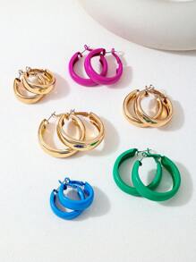 Bộ khuyên tai hình chữ C thời trang và tối giản với màu kẹo mịn, đa năng và thanh lịch, phù hợp cho nhiều dịp hoặc làm quà tặng cho người khác (Không bao gồm hộp quà tặng thiệp) - Nhiều màu - Xem 3