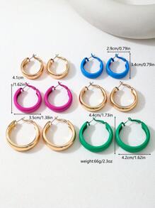 Bộ khuyên tai hình chữ C thời trang và tối giản với màu kẹo mịn, đa năng và thanh lịch, phù hợp cho nhiều dịp hoặc làm quà tặng cho người khác (Không bao gồm hộp quà tặng thiệp) - Nhiều màu - Xem 6