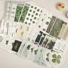 42pcs Y2k Four-Leaf Clover Special Series Sticker Pack Cutting Film Card Packaging Material Jounal Decoration Material Sticker Back To School