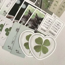 42pcs Y2k Four-Leaf Clover Special Series Sticker Pack Cutting Film Card Packaging Material Jounal Decoration Material Sticker Back To School