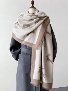 1 chiếc khăn choàng cổ bằng vải cashmere giả hai mặt màu xám và trắng dành cho nữ, ấm áp, thích hợp để mặc hàng ngày vào mùa thu và mùa đông, thanh lịch - Nhiều màu - Xem 7