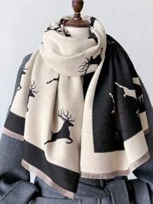 1 chiếc khăn choàng cổ bằng vải cashmere giả hai mặt màu xám và trắng dành cho nữ, ấm áp, thích hợp để mặc hàng ngày vào mùa thu và mùa đông, thanh lịch - Nhiều màu - Xem 6