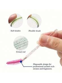 300 piezas 100 piezas 50 piezas Pinceles negros desechables de alta calidad para los ojos - Suaves, delicados, precisos para extensiones de pestañas, cejas y maquillaje, aptos para piel normal - Sin fragancia, varilla de plástico ABS, diseño de pincel de palma, fácil de usar - Set de maquillaje para ojos de mamá